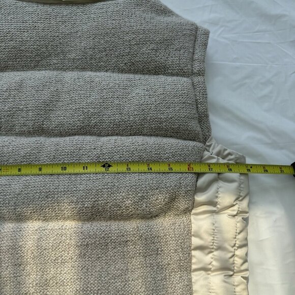 Zara Trafaluc Quilted Puffer Vest Beige SZ Large Removable Hood, Faux Fur Collar - Picture 15 of 16